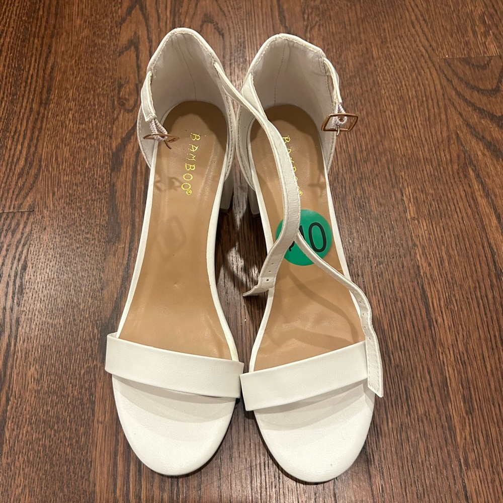 Women’s Bamboo White Block Heels